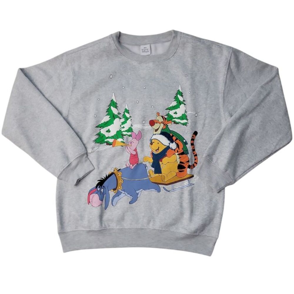 Women's Character Soft Crew Neck Embroidery Winter Sweatshirt - Grey